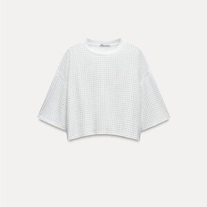 White Embellished Cropped Top, NWT!